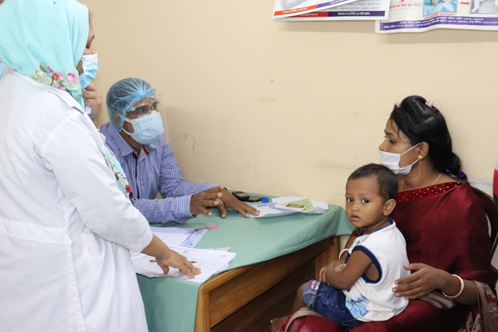 A parents of children with disability taking advice from duty doctor of SARPV at Chakaria